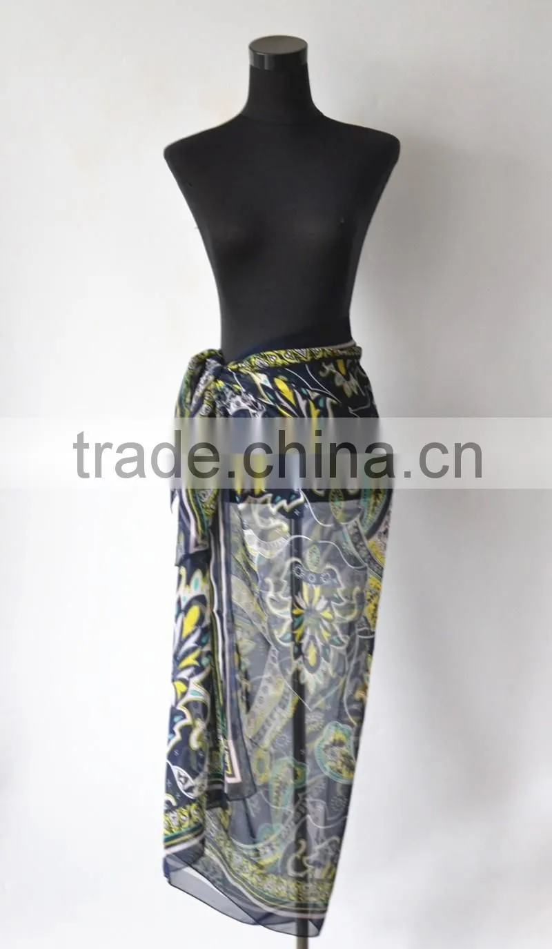 High Quality Mature Design Transparent Polyester Chiffon Sarong Pareo