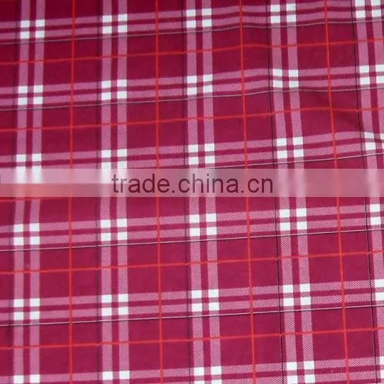 100% Polyester 75D Checked Printed Fabric