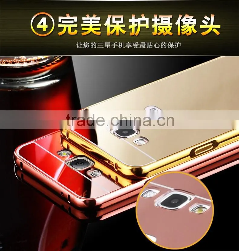 Mobile Phone Aluminum Bumper Mirror Back Cover Case For Samsung Galaxy A3