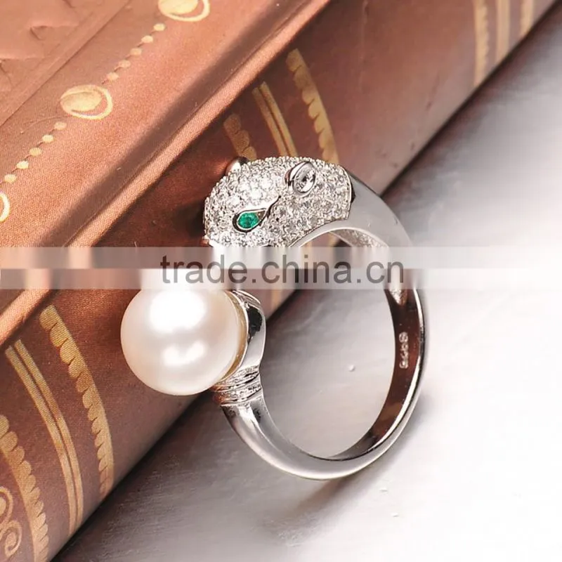 Leopard head design natural fresh water cheap engagement rings