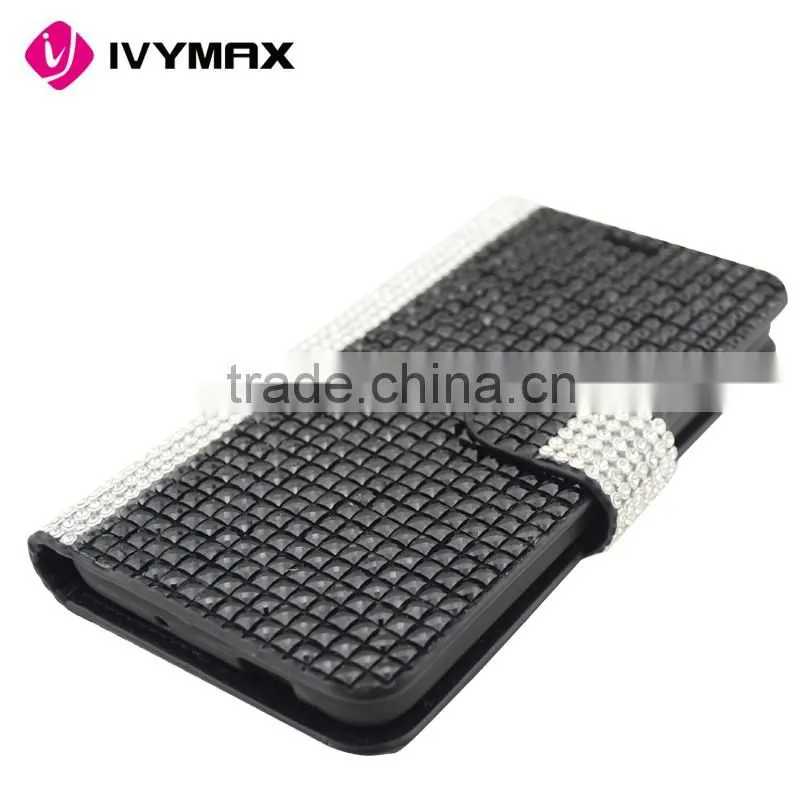 2016 latest new design full body bling diamond leather flip wallet case pouch for alcatel fierce xl