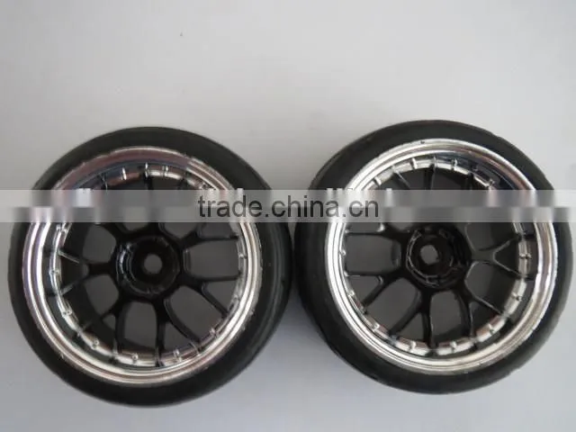 RC Chromed Tires Tyre Wheel Rim 1/10 On-Road Car pre-glued car tires