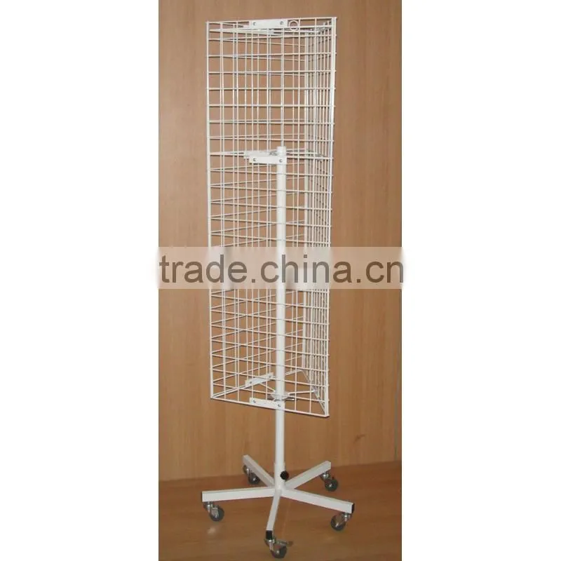 3 sides floor spinning grid wire rack display for promotion purpose