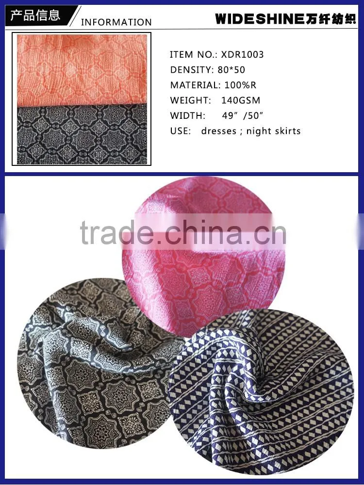 100%rayon printed crepe voile fabric pajamas night skirt material cloth