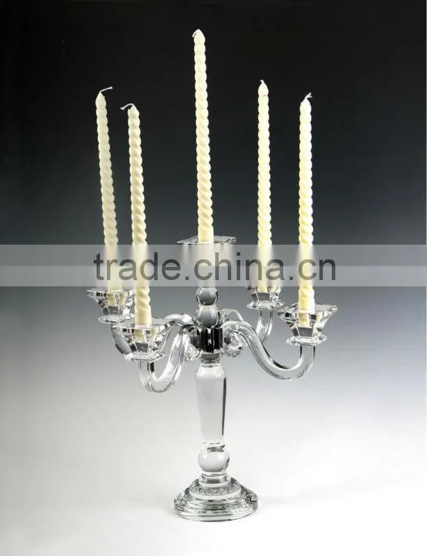 Gorgeous Crystal Doule Pillar Tall Glass Candle Holders / Crystal Candlesticks for wedding