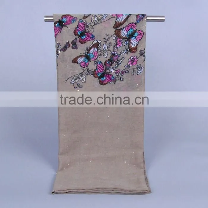 Popular Butterfly Flower Pattern Women Scarf Voile Scarves 180*90 Pashmina Muslim