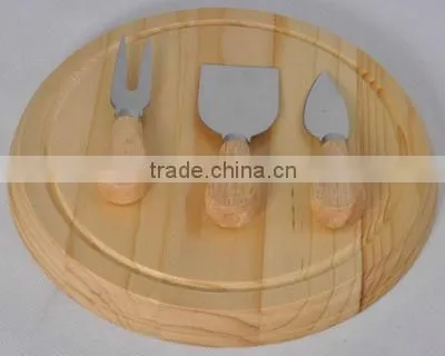 hot selling metal cheese gadget set of 4pcs with wooden cutting board