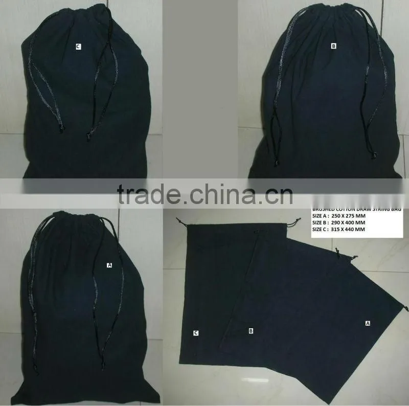 Brushed cotton draw string bag