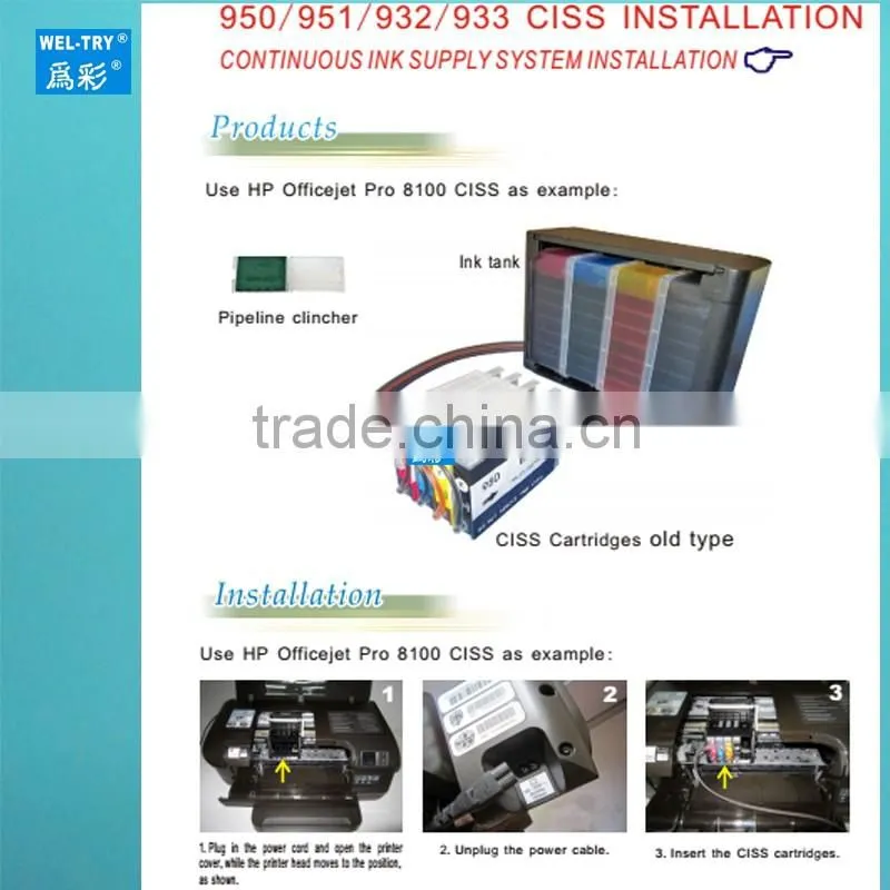 compatible for HP Designjet T120/T520 continuous ink supply system HP711 CISS 4color ink tank with one way damper with ARC chip