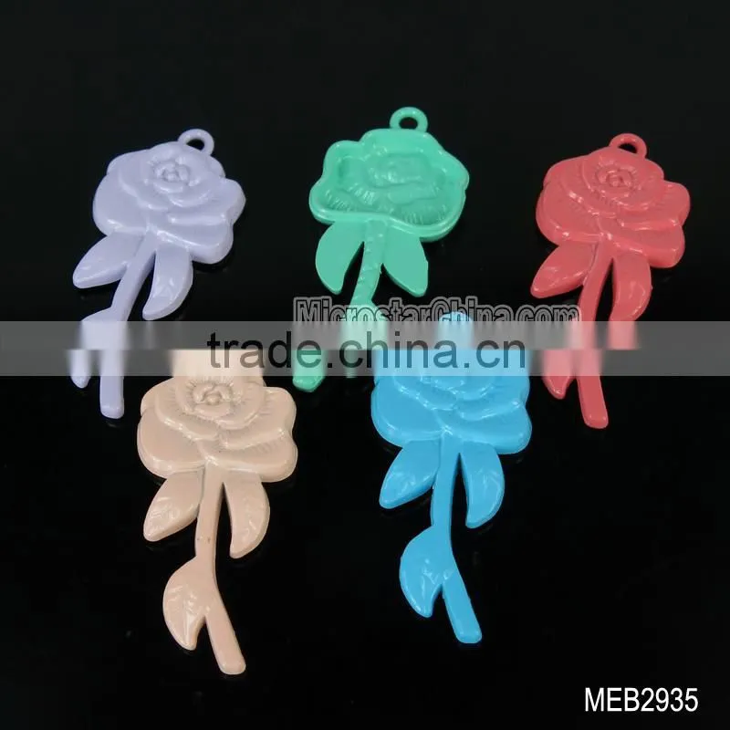 New fashion design blue rose painting pendant for necklace and bracelet