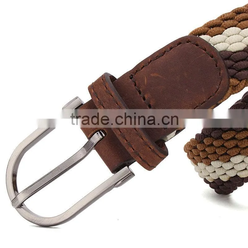 2014 Fashion Braided elastic belt with leather