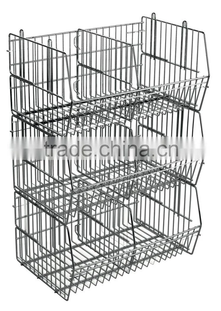 Popular Assemble Adjustable Stackable Storage Metal Wire Basket