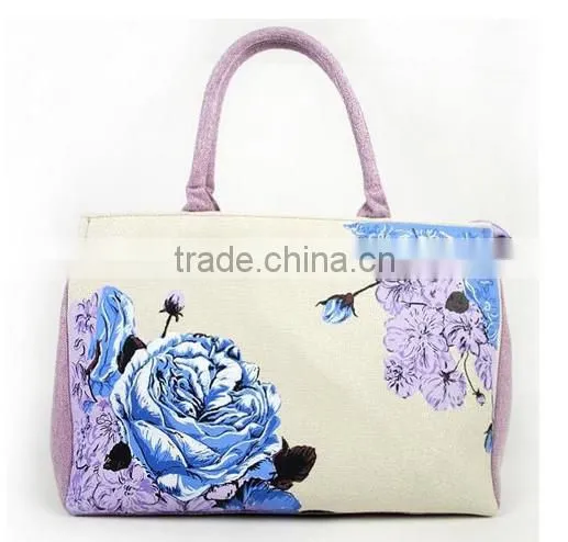Wholesaler Heavy Duty Canvas Tote Crochet Bag with Art Printing