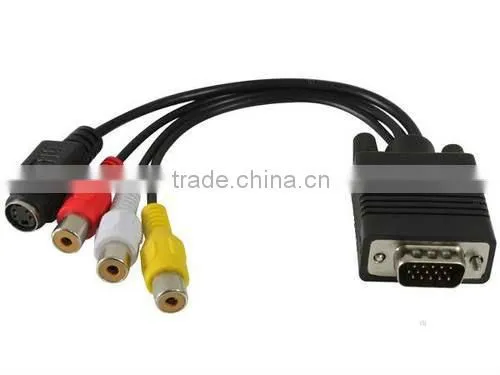 PC Computer VGA to TV S-Video RCA AV 3 Adapter Cable