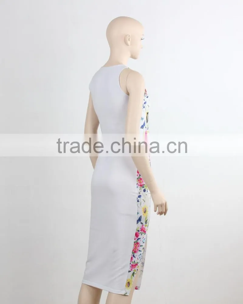 Custom design fashion two piece bodycon dress 2016 gril women dress new fashion pint good quality