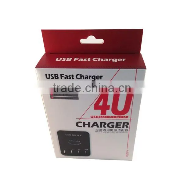 Plug-in type USB Charger adapter for Smart phones and Tablets- 4 USB Ports