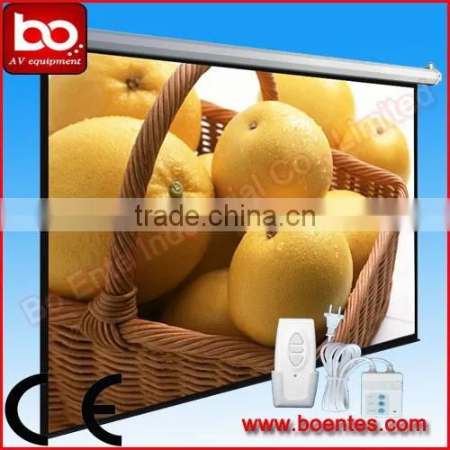 Hot Sales! 84~136 Inch Wall Mount Motorized Projector Electric Screen with Remote Control