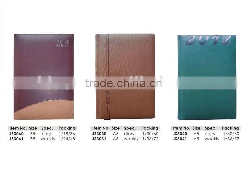 Different Languages with Leather/PU Cover A5 Diary/Weekly Note Book/Agenda.