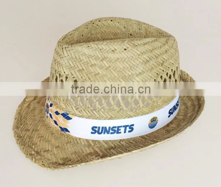 Wholesale Chinese cheap promotion plain custom mens narrow brim summer natural straw cool sun hat