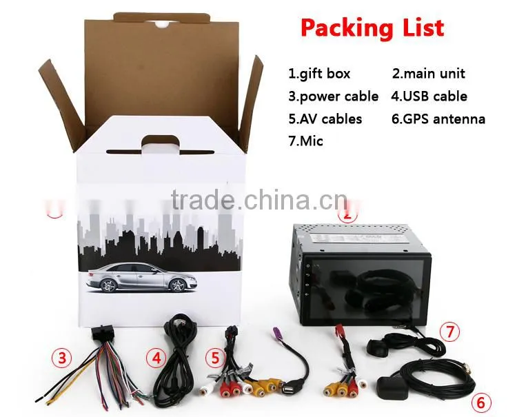 Android 4.4.4 Stereo unversal car GPS of 2 DIN 101mm*176mm 7 inch navi radio Headunit navi free map 1024*600 screen 1.6G CPU