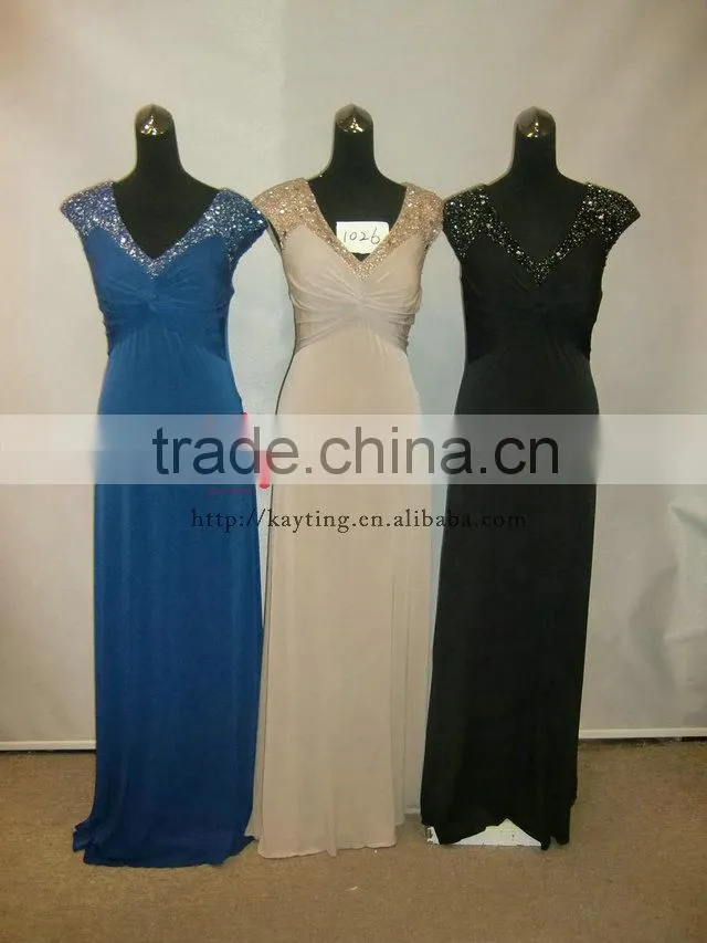 Spandex cotton anti-wrinkle high collar formal dress kaftans evening dress
