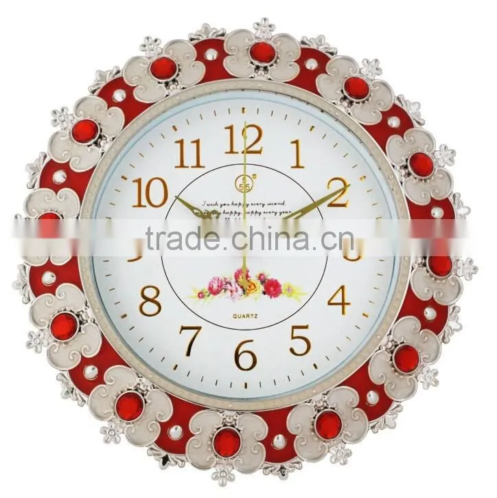 3D Round gold plastic decorative wall clock