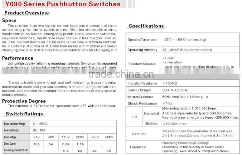 ONPOW 22mm 3 position key lock switch (Y090-11Y,VDE,CE,CCC,PSE,ROHS)