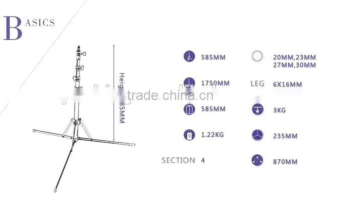 Factory supply Hpusn X4 reverse fold studio photo stand 2m photo studio accessories