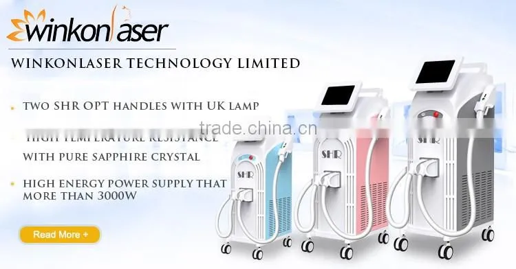 Medical CE FDA approval 3000W powerful two handles ipl shr opt hair removal machine