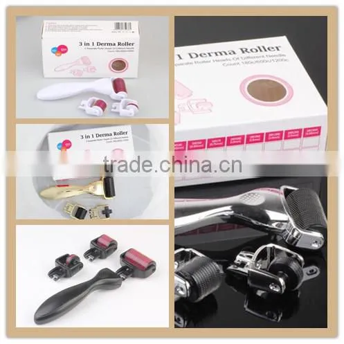 NL-DRS301S 3 in 1 derma roller mesoroller with 3 replaceable roller heads (CE)