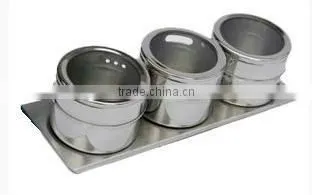 6 in 1 magnetic stainless steel spice jar rack