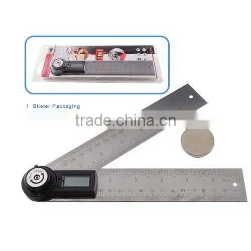 2in1 Digital Angle Finder Meter/ Protractor Stainless Steel with Moving Blade Ruler 360 degree 400mm 0~999.9 degree Range
