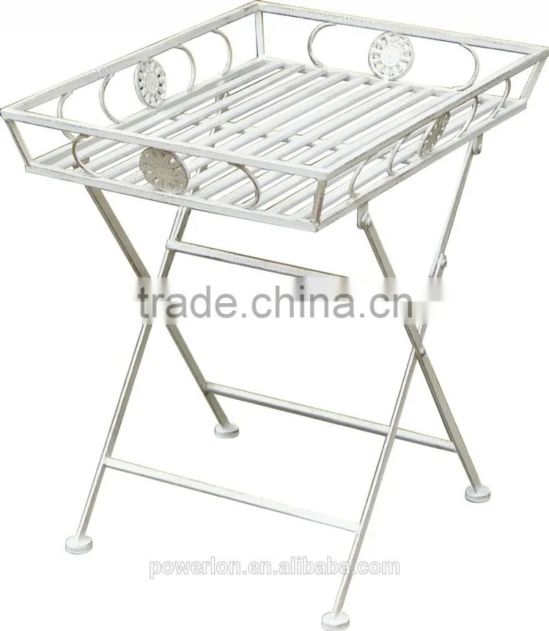 Royal Antique Wrought Irons Folding Metal Decorative Outdoor Tray Table
