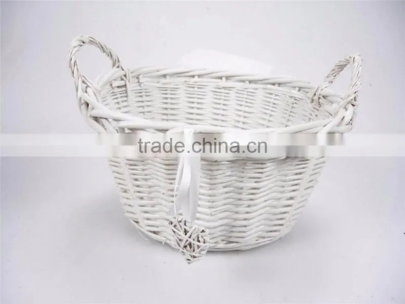Deep Oval White Wicker Kitchen Crafts Bathroom Storage Basket Wholesale