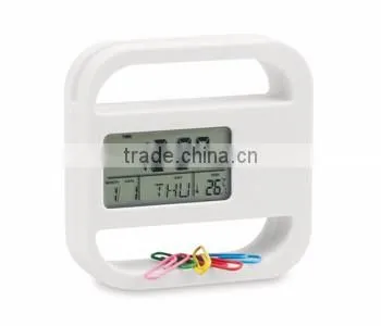 clock digital desk clock with clip and memo holder