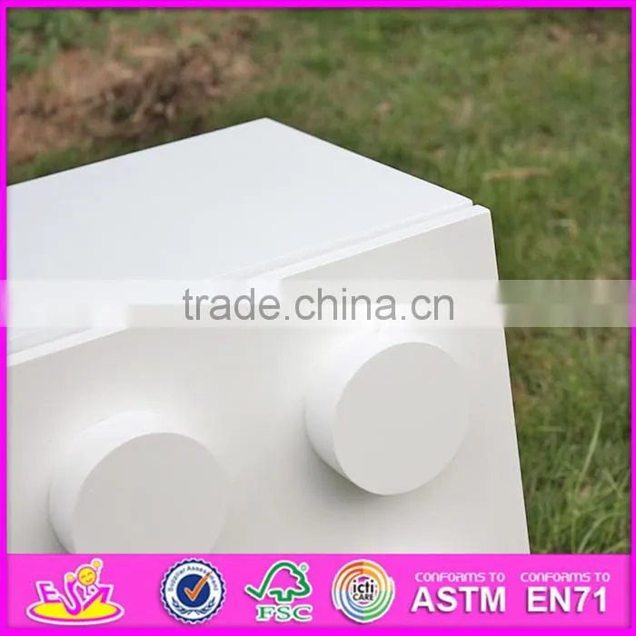 2016 new design white wooden storage bins for children W08C169