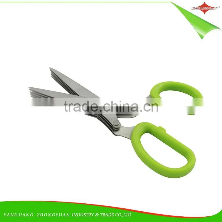 ZY-J8005 Curve 5 Blades Herb Kitchen Scissors Made of Stainless Steel vegetables cutting scissors