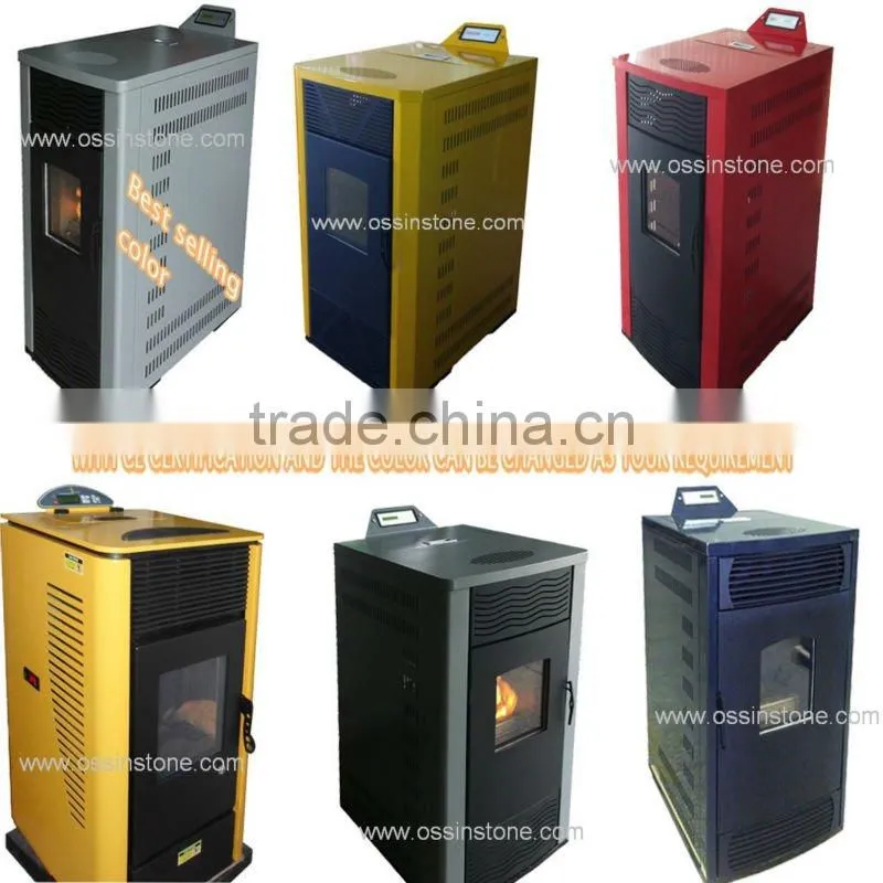 Wood pellet fireplace with water boiler
