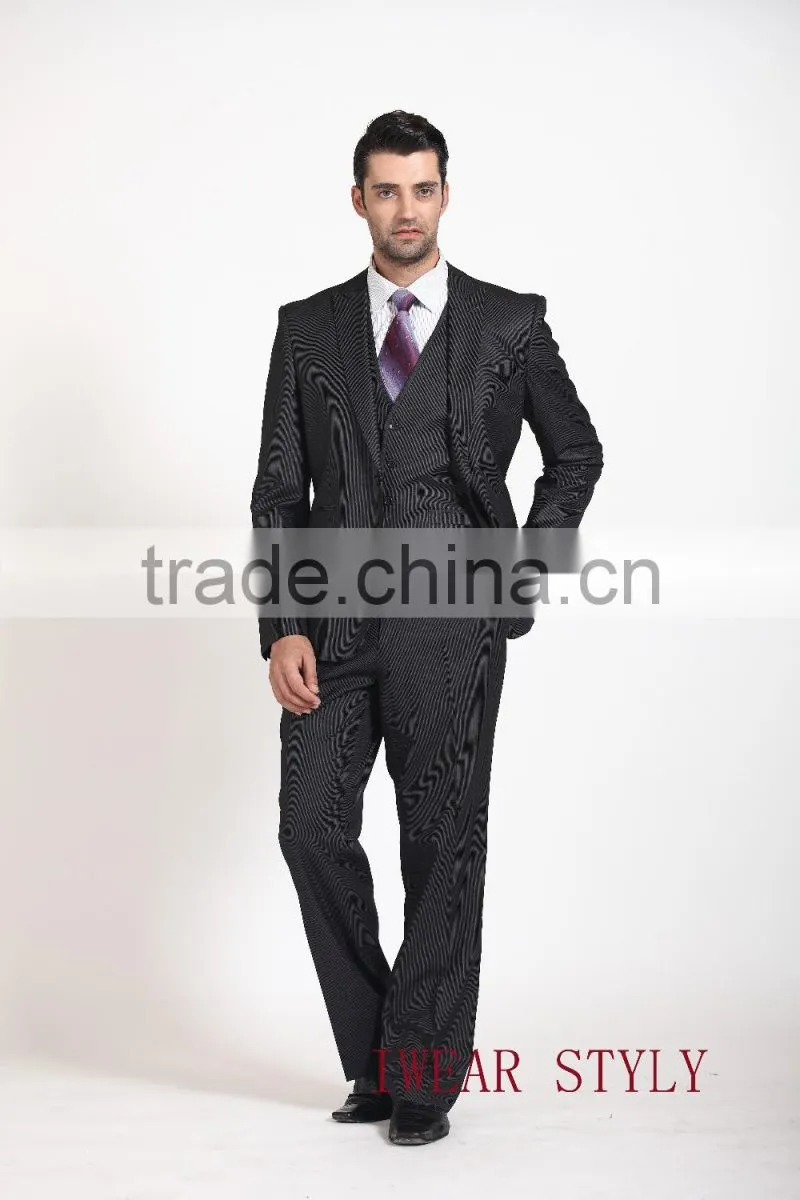 2015 Stripe Fashion 3 Pieces slim fit Business suits for man
