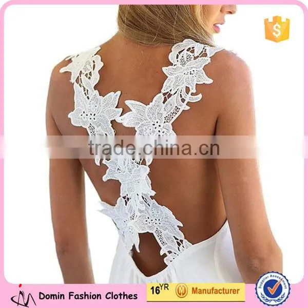 Women Sexy Backless Lace Crochet Chiffon Summer Beach Mini Dress