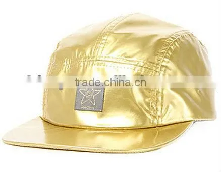 Gold water proof custom 5 panel wholesale hip hop hats