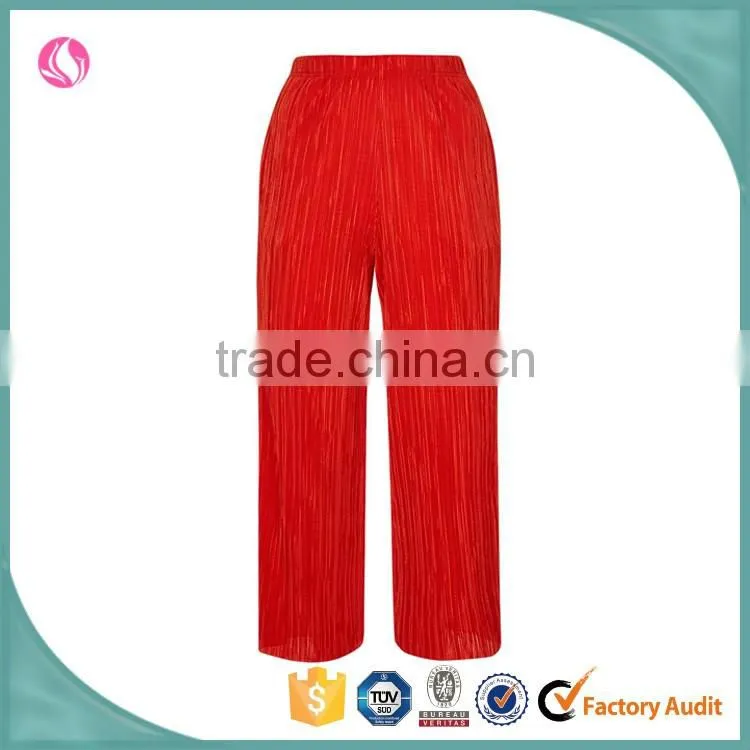 Women clothing latest fashion pleated casual red fashion pant jogger pant