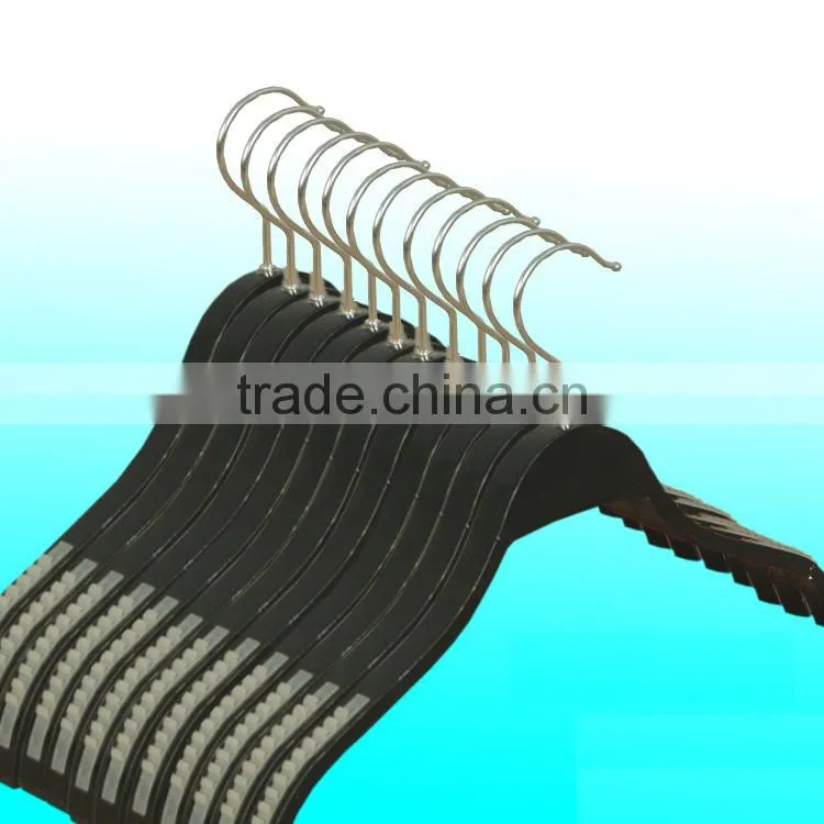 Girls polished chrome swivel hook pants hanger model wooden hanger arc-curved wooden hanger