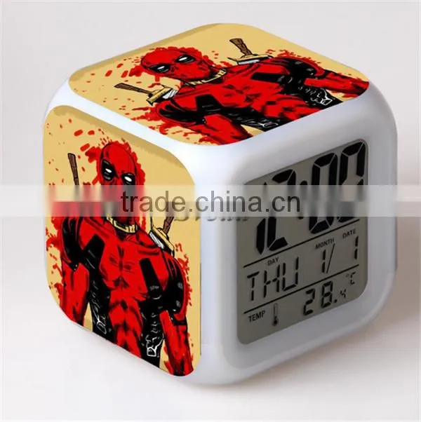 Promotion Gift LED Alarm Clock Deadpool Alarm Clock Table clock for kids Custom Digital LED Alarm clock