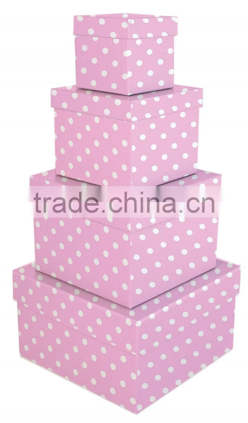 Simply Desk Nesting Boxes,Set Of 4 Nested Decorative Boxes,Pink/Blue Box Nest
