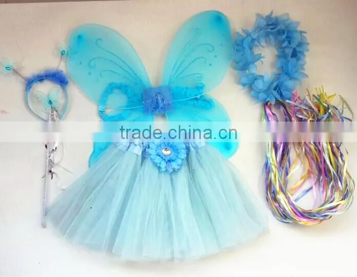 flower girls tutu dresses with butterfly wings costume set