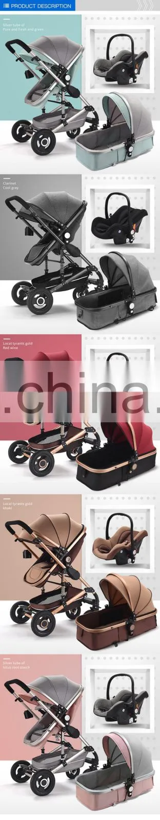 Hot Sale Baby Perambulator Stroller2018 Baby Pink Pushchairs Carseat Set