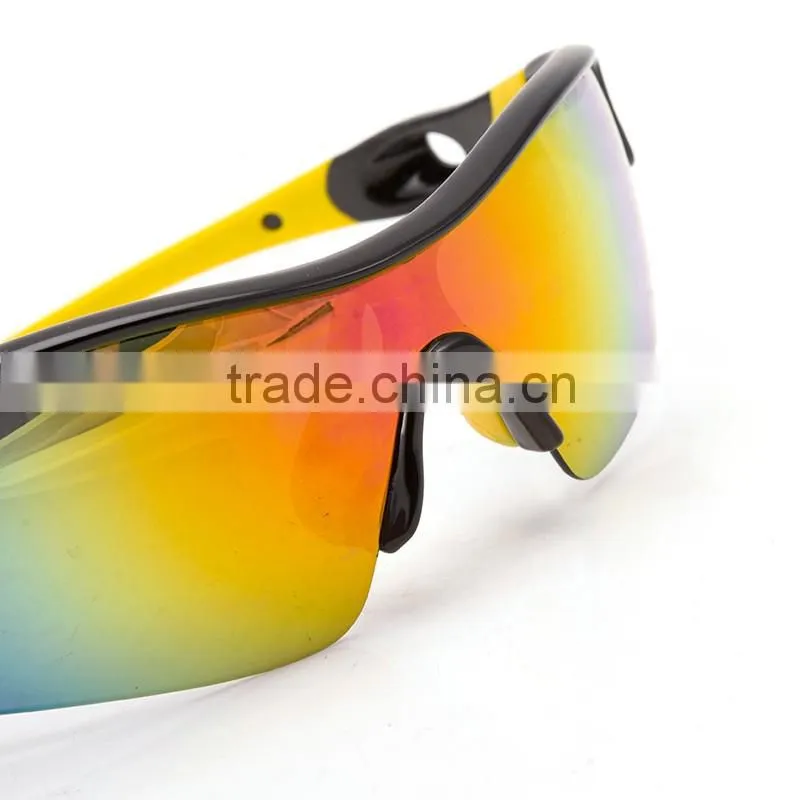 Popular fashional shiny black revo lens anti slip riding sunglasses