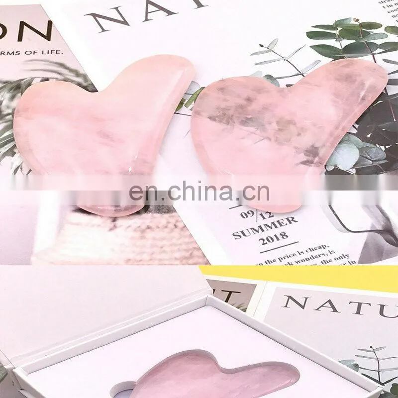 Heart shaped pink quartz gua sha