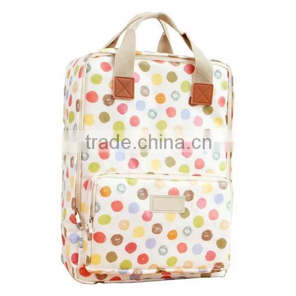 Brand Designer Flower Printing Diaper Backpack Waterproof Oilcloth Diaper Backpack Bags 2015